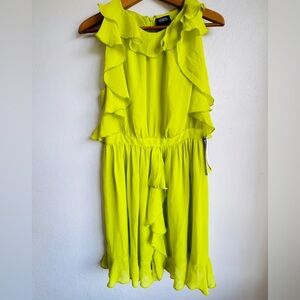 Size 10 Prabal Gurung For Target Ruffle Dress Sulphur Yellow chiffon chic